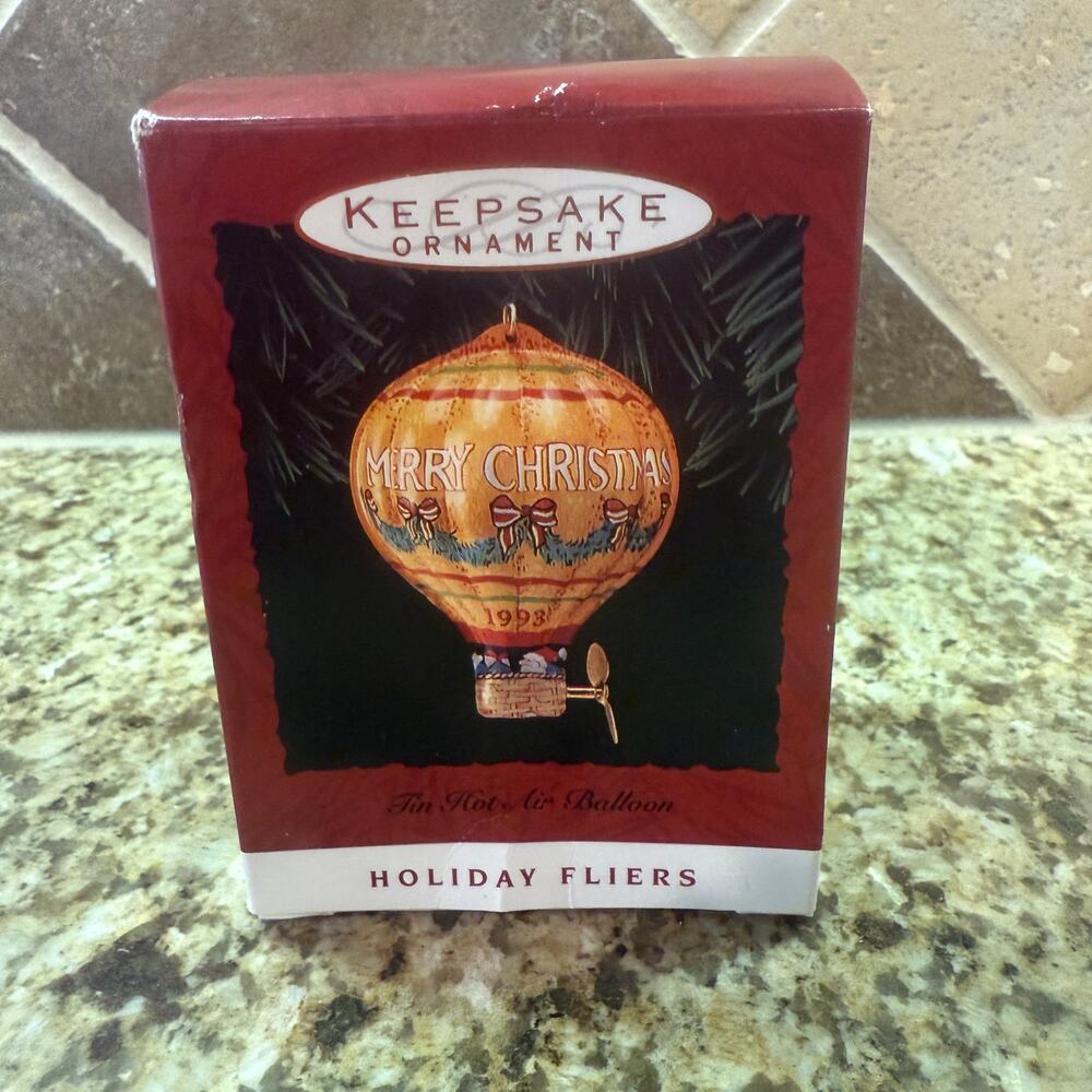 Hallmark Keepsake 1993 Holiday Fliers Hot Air Balloon Christmas Ornament w/ Box